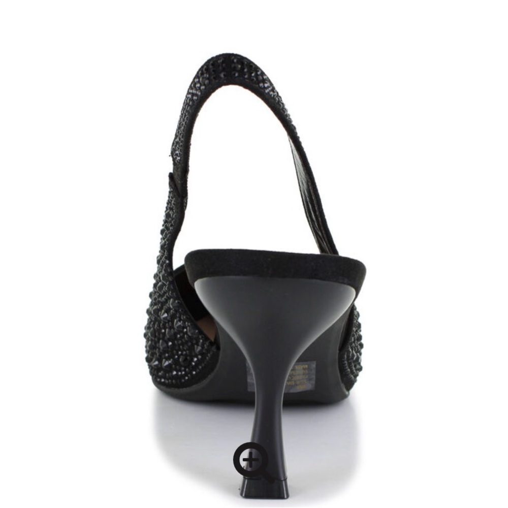 Sugar Black Crystal Slingback Pointed Toe Heel - Picture 3 of 9